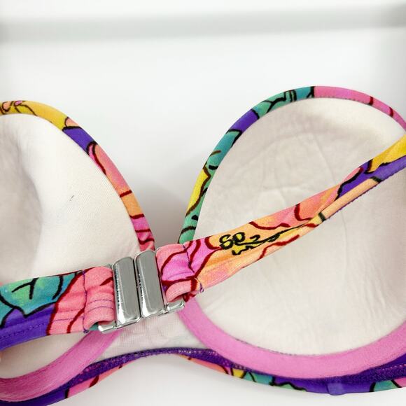 Lovers + Friends Women Beach Talie Balconette Underwire Floral Swim Bikini Top L - Picture 4 of 7